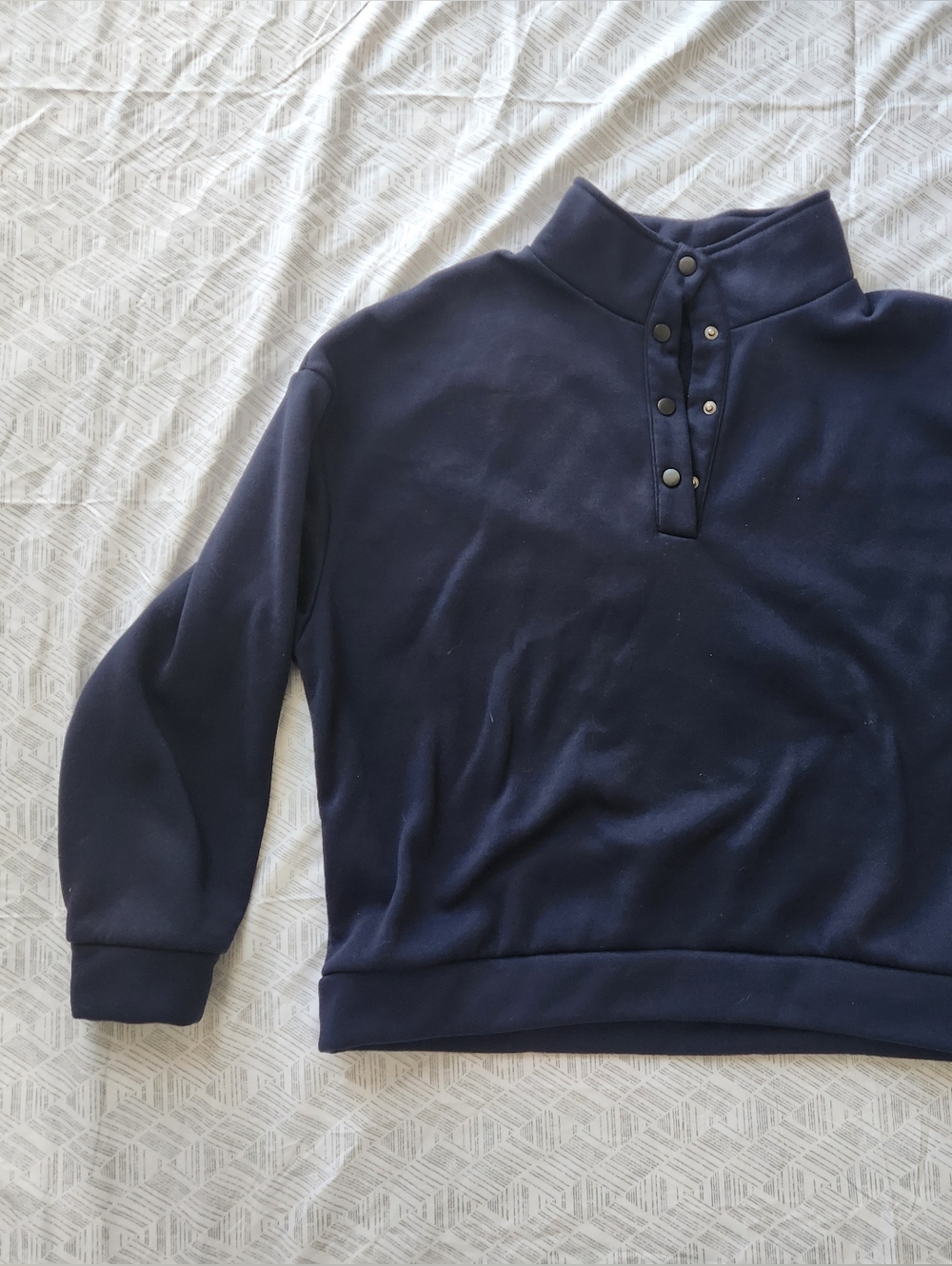 Crop Navy Blue Plush Sweater